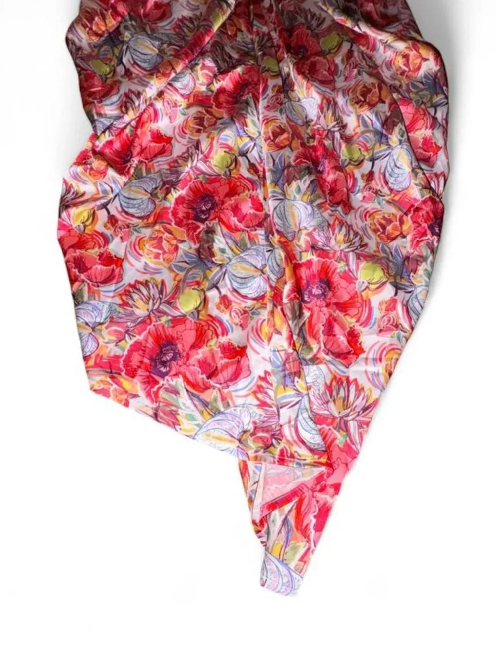SHEIN BAE Ruched Split Thigh Floral Satin Skirt, Large NWT